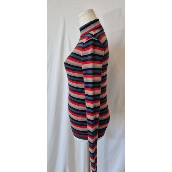 Anthropologie M.i.h. Jeans Merino Wool Blend Striped Moonie Polo Sweater XS - Picture 6 of 9